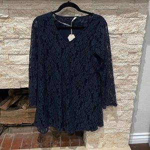 Navy blue lace maternity dress